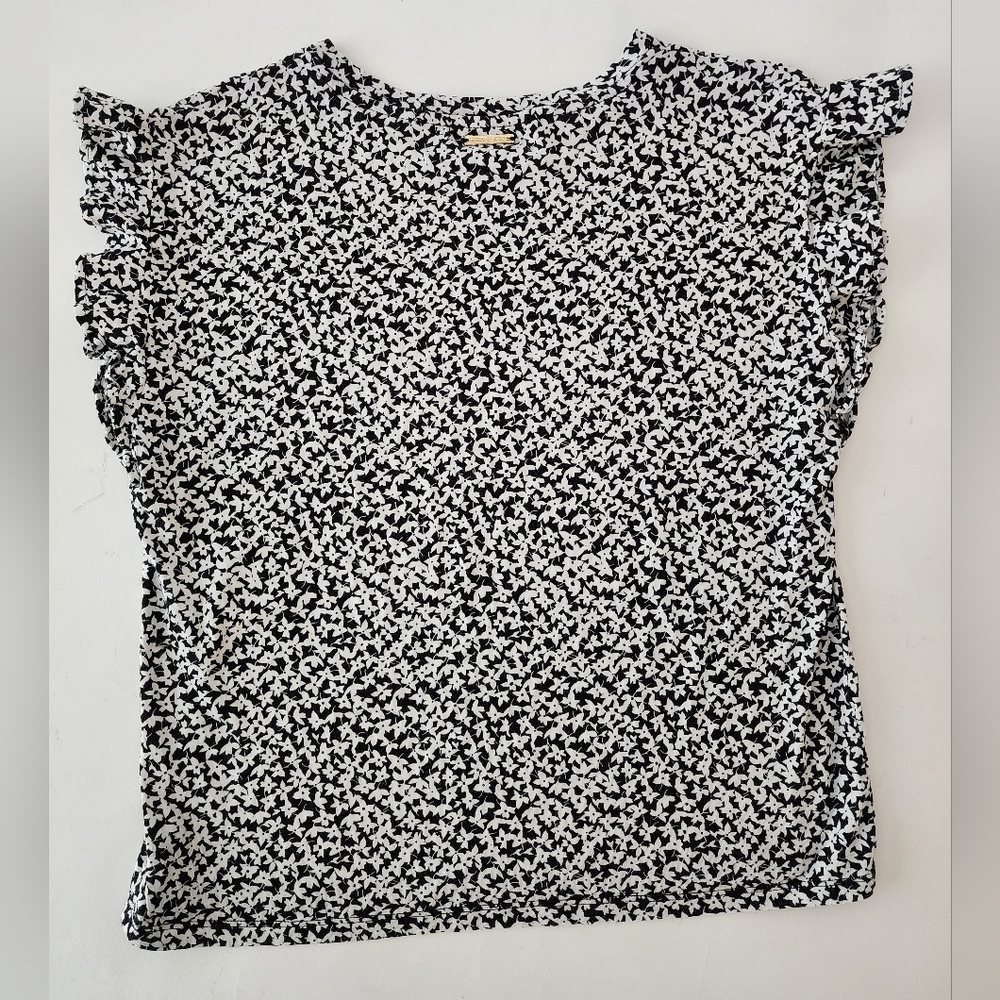 Women's Michael Khors Short Sleeve Floral Ruffle Top Size M